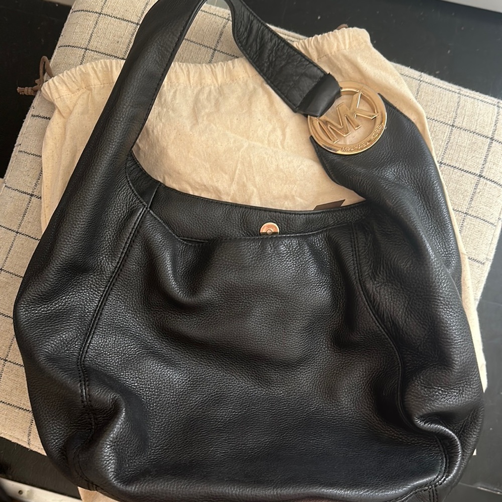 Black leather bag